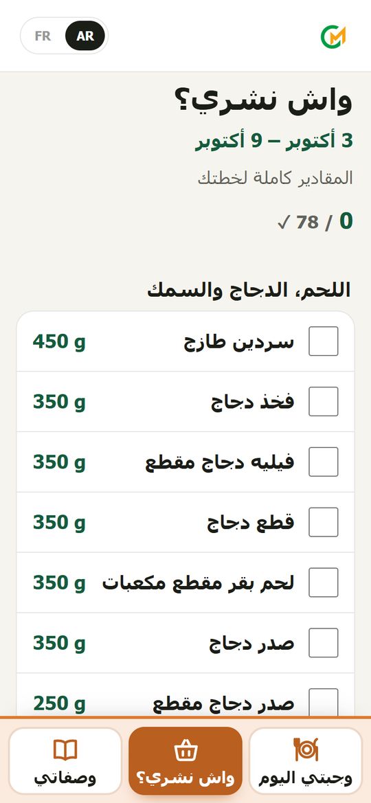 واش نشري؟: قائمة الشراء لكل الأسبوع بالمقادير