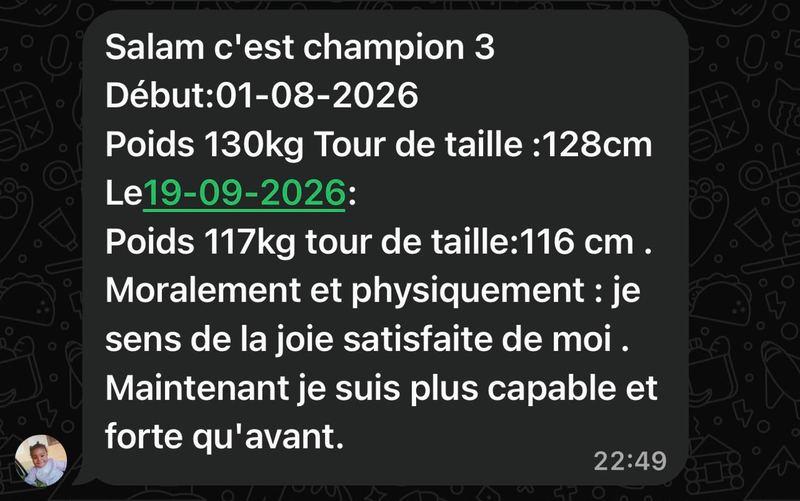 Capture : Champion 3, 01-08-2026 130 kg → 19-09-2026 117 kg
