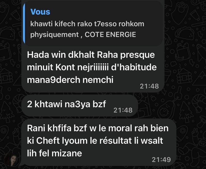 Capture : message d'une testeuse sur son énergie et la balance