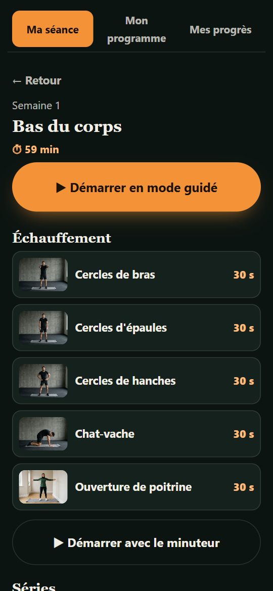 Une séance de musculation sur le téléphone : séries et répétitions